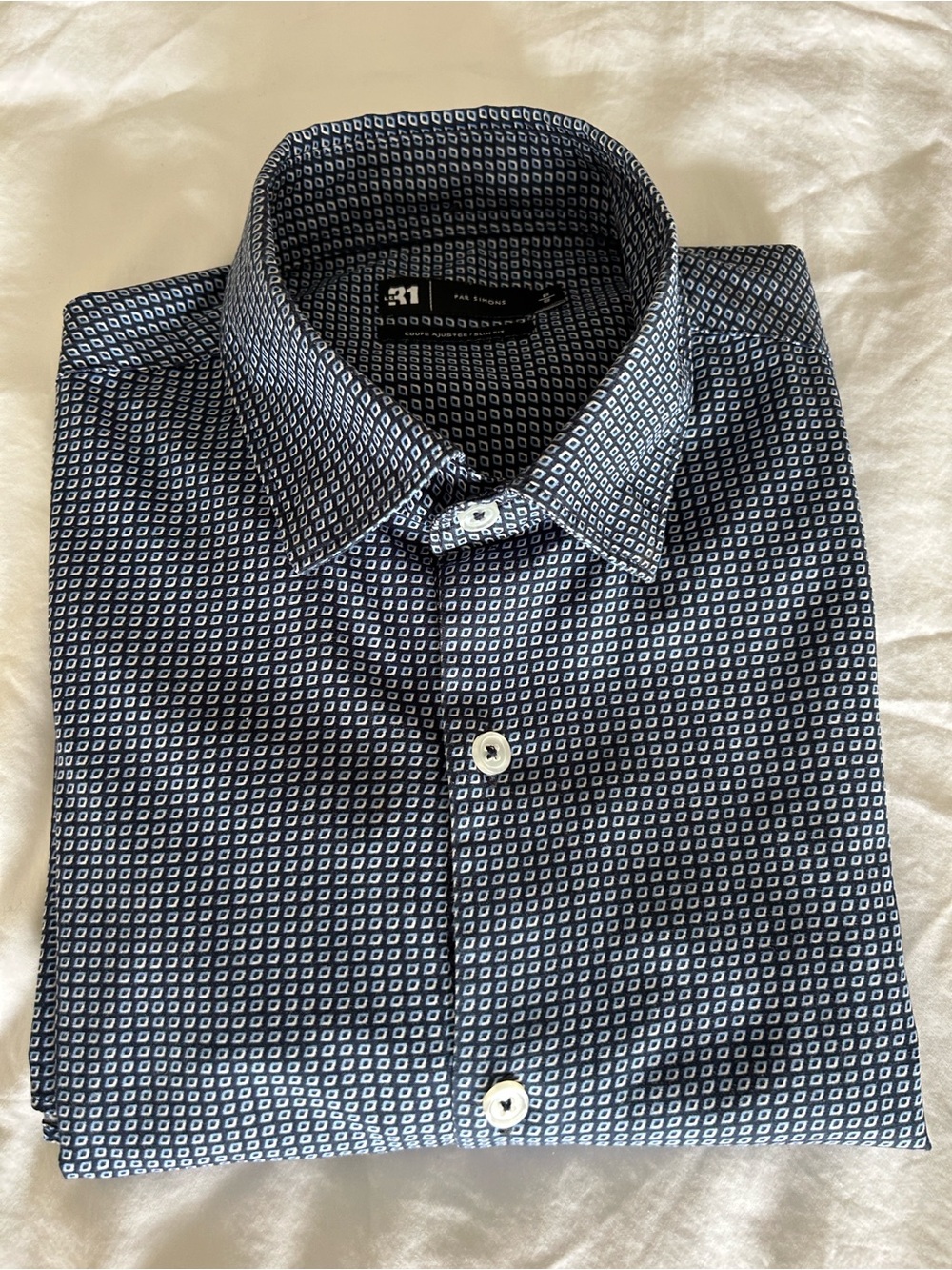Simons Navy Micro-Geo Dress Shirt